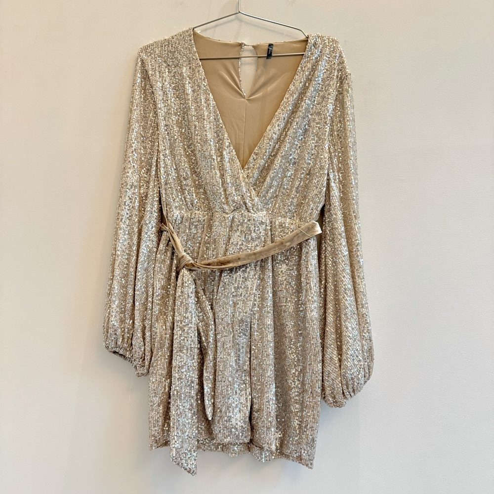 Elegant Sequin Wrap Dress